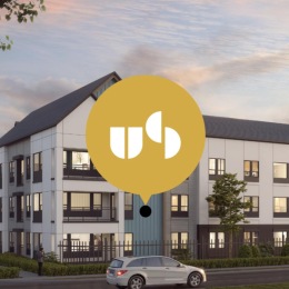 exterior of building with a logo overlay